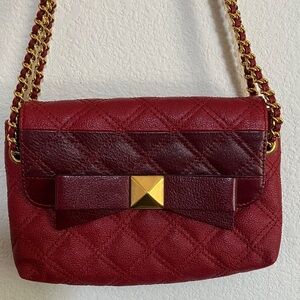 Mark Jacobs Elegant Red Quilted Small Shoulder Bag Purse